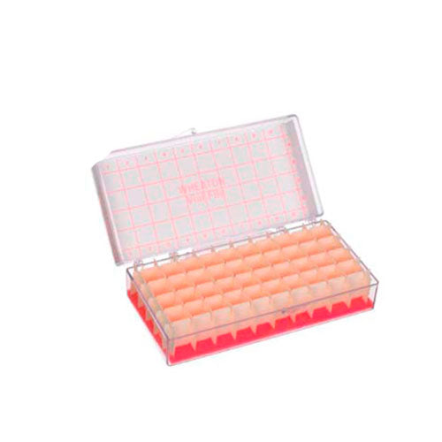 17339. CAJA DE ALMACENAMIENTO P/40 VIALES 2-4ML C/TAPA Y BISAGRAS, POLIESTIRENO TRANSPARENTE - WHEATON