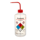 51539. PIZETA (FRASCO LAVADOR) 500ML ACETONA, BOCA ANGOSTA SALIDA SUPERIOR C/TAPA ROJA LDPE - NALGENE