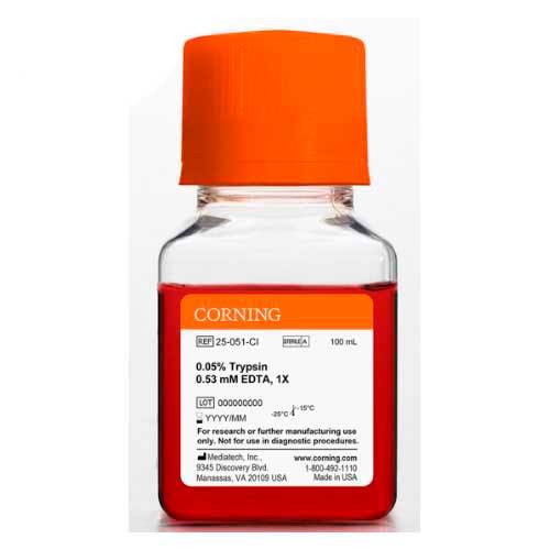 50847. TRIPSINA EDTA 1X, 0.05% TRIPSINA AL 0.05% EDTA, 0.53MM EN HBSS - CORNING