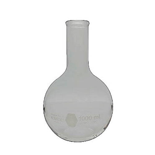 24094. MATRAZ FLORENCIA DE VIDRIO 250ML FORMA REDONDA, FONDO PLANO, BOCA REFORZADA KIMAX
