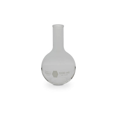 52362. MATRAZ FLORENCIA DE VIDRIO 500ML FORMA REDONDA, FONDO PLANO, BOCA REFORZADA - KIMAX