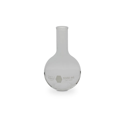 52362. MATRAZ FLORENCIA DE VIDRIO 500ML FORMA REDONDA, FONDO PLANO, BOCA REFORZADA - KIMAX