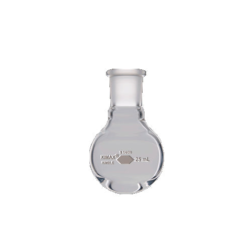 24146. MATRAZ DE EBULLICION DE VIDRIO 300ML FORMA REDONDA UNION ESMERILADA 24/40 KIMAX