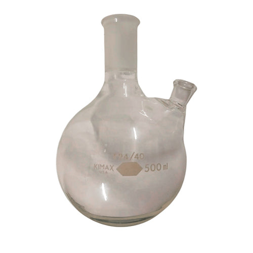 24147. MATRAZ DE EBULLICION DE VIDRIO 500ML FORMA REDONDA C/TERMOPOZO KIMAX