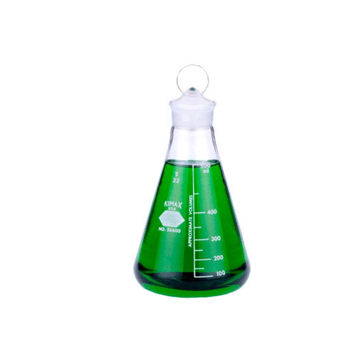 24151. MATRAZ ERLENMEYER DE VIDRIO 500ML C/TAPON ESMERILADO KIMAX