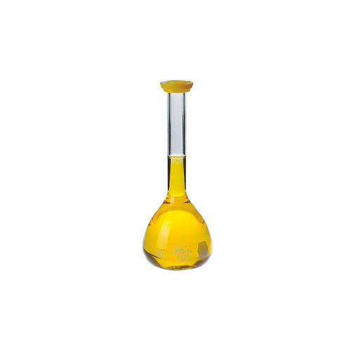 52247. MATRAZ VOLUMETRICO DE VIDRIO 10ML CLASE B C/TAPA TIPO SNAP COLOR AMARILLO - KIMAX