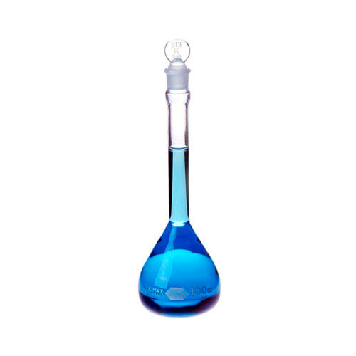 24100. MATRAZ VOLUMETRICO DE VIDRIO 100ML CLASE B LINEA TEKK C/TAPON DE POLIETILENO KIMAX