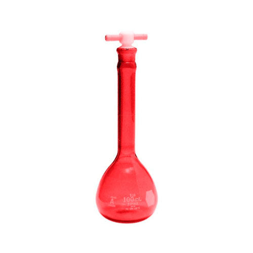50719. MATRAZ VOLUMETRICO DE VIDRIO 50ML CLASE A RAY-SORB AMBAR C/TAPON DE TEFLON - KIMAX
