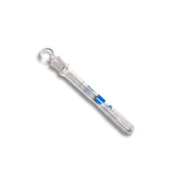 11579. MATRAZ VOLUMETRICO DE VIDRIO 25ML CLASE A CERTIFICADO LOTE, DECORADO AZUL C/TAPON DE VIDRIO  - KIMAX