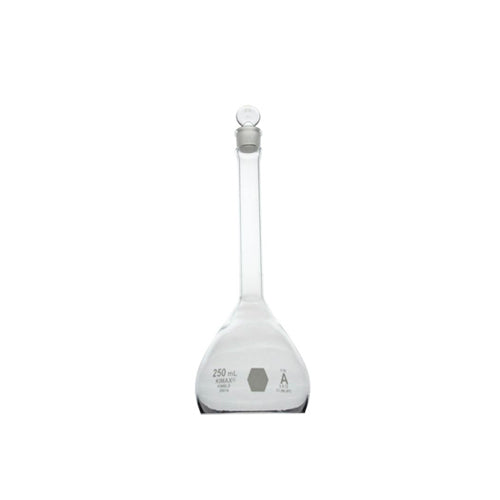52364. MATRAZ VOLUMETRICO DE VIDRIO 250ML CLASE A C/TAPON DE POLIPROPILENO 14/23 - KIMAX