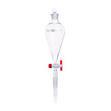 51757. EMBUDO DE SEPARACION DE VIDRIO 125ML FORMA PERA SQUIBB JUNTA CONICA ESTANDAR 24/40 C/TAPON DE VIDRIO Y LLAVE DE PASO DE TEFLON - KIMAX