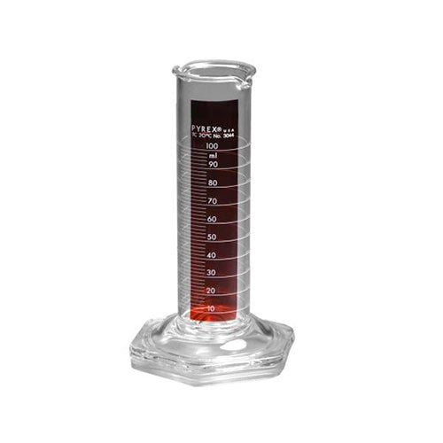 1356. PROBETA CILINDRICA GRADUADA DE VIDRIO 50ML LINEA ROJA CON DOS PICOS- PYREX
