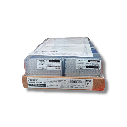 11618. PUNTAS 1000UL CLARAS ESTERIL C/FILTRO QUALITIX UNIVERSAL RACK CON 576 PIEZAS - SOCOREX