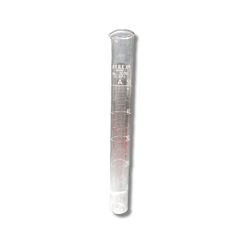 24397. PROBETA (MEDIDA CILINDRICA) DE VIDRIO 50ML CLASE A SIN BASE PAQUETE C/5 PIEZAS PYREX