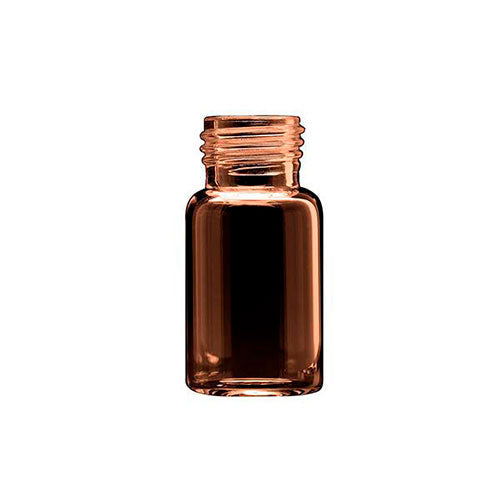 2143. VIAL VIDRIO AMBAR 10ML P/HEADSPACE, FONDO REDONDO 23X46MM, ROSCA 18MM PAQUETE C/100 PIEZAS - FINNERAN