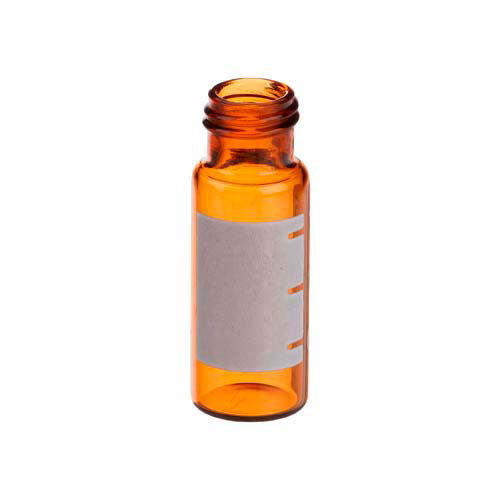 14302. VIAL VIDRIO AMBAR 2ML R.A.M 12X32MM GRADUADO 9MM ROSCADO PAQUETE C/100 PIEZAS FINNERAN