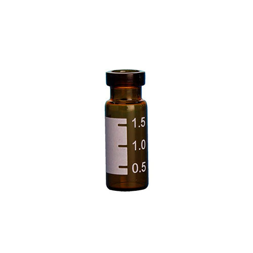 2147. VIAL VIDRIO AMBAR 2ML, 12X32MM GRADUADO C/TAPA 11MM Y ABERTURA GRANDE C/PUNTO DE MARCADO C/100 FINNERAN