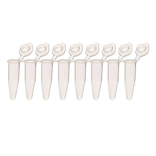 23588. MICROTUBOS 0.2ML C/TAPA PLANA, TRANSPARENTES EN TIRAS DE 8 PIEZAS, PAQUETE C/CON 120 TIRAS SSIBIO