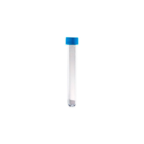 10697. TUBO DE POLIESTIRENO 8ML 13X100MM FONDO REDONDO, C/TAPON DE ROSCA, AZUL, ESTERIL PAQUETE C/125 PIEZAS FALCON