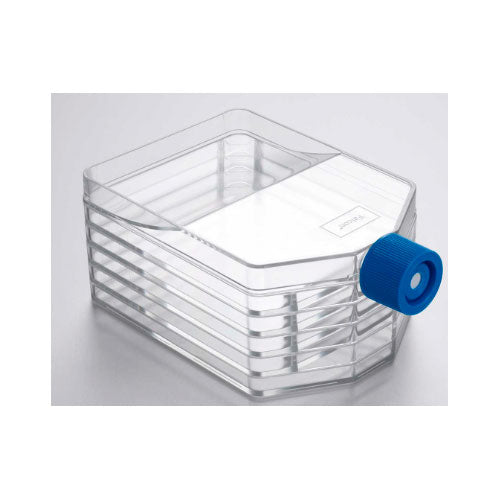 30367. FRASCO P/CULTIVO CELULAR 875CM2 RECTANGULAR CUELLO RECTO, 5 CAPAS C/TAPON DE ROSCA AZUL VENTILADO FALCON
