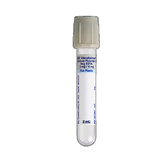 28895. TUBO DE PLASTICO TAPON GRIS 2ML, 13X75MM C/100 BD VACUTAINER