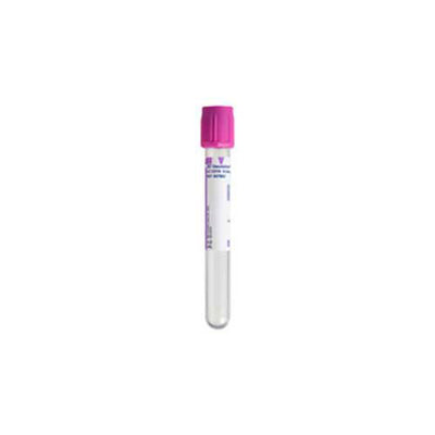 22975. TUBO VACUTAINER PLASTICO TAPON LILA (EDTA-K2) 6ML 13X100 CAJA C/100 PIEZAS BD VACUTAINER