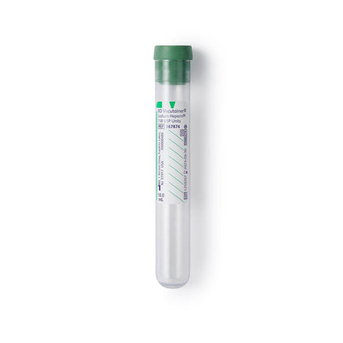 28908. TUBO DE PLASTICO TAPON VERDE 10ML, 16X100MM C/100 BD VACUTAINER
