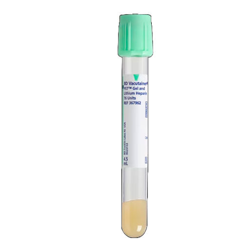 28910. TUBO DE PLASTICO TAPON VERDE 4.5ML, 13X75MM C/100 BD VACUTAINER