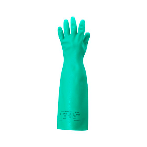 27758. GUANTES DE NITRILO COLOR VERDE TALLA 8 RESISTENTES A QUIMICOS C/12 ALPHATEC
