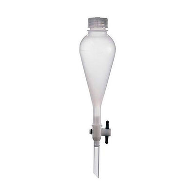 1440. EMBUDO DE SEPARACION DE POLIPROPILENO 125ML FORMA PERA C/LLAVE DE TEFLON - NALGENE