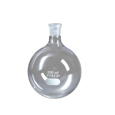 2714. MATRAZ DE EBULLICION DE VIDRIO 100ML FONDO REDONDO UNION ESMERILADA 19/22 - PYREX