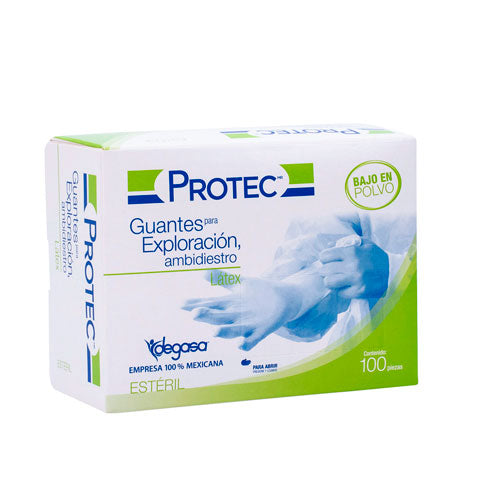 52348. GUANTES DE LATEX NATURAL P/EXPLORACION AMBIDIESTRO ESTERIL TALLA CHICA C/100 - PROTEC