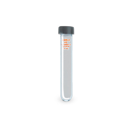 52366. TUBO P/CENTRIFUGA 15ML DE VIDRIO FONDO REDONDO REFORZADO C/TAPON DE ROSCA - KIMAX