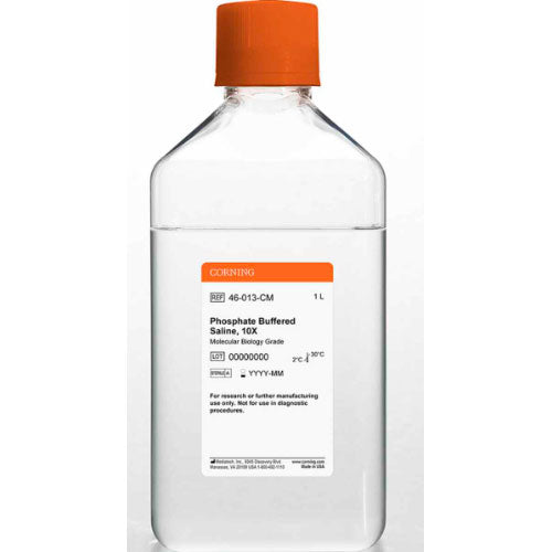 30359. SOLUCION BUFFER SALINA (PBS) PH 7.4 LIQUIDO SIN CALCIO NI MAGNESIO, LIBRE DE RNASA/DNASA Y PROTEASA CAJA C/6 FRASCOS DE 1LT CORNING