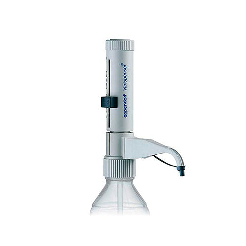 1928. DOSIFICADOR DE BOTELLA VARISPENSER VOL AJUSTABLE 10-50ML C/3 ADAPTADORES 28, 40, 45MM EPPENDORF