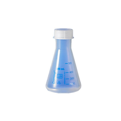 52344. MATRAZ ERLENMEYER DE PLASTICO REUTILIZABLE 1LT BOCA ANGOSTA C/TAPON DE ROSCA GL-52 POLIPROPILENO - PYREX