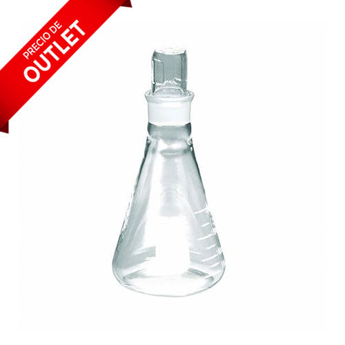 1319. MATRAZ ERLENMEYER DE VIDRIO 25ML BOCA ANGOSTA C/TAPON ESMERILADO - PYREX