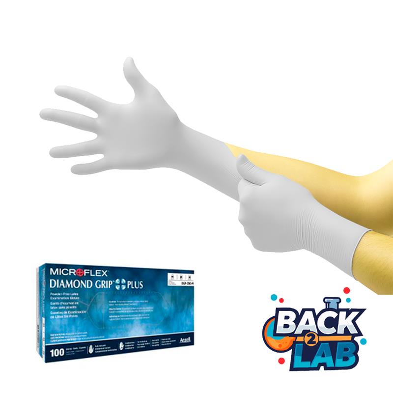 50453. GUANTES DE LATEX NATURAL SIN POLVO, TEXTURIZADO  DIAMOND GRIP PLUS TALLA EXTRACHICA PAQ. C/100 PIEZAS - MICROFLEX