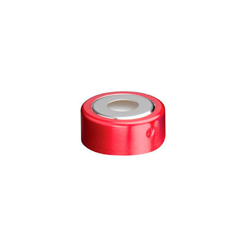 2115. TAPA BIMETALICA 20MM COLOR ROJO C/SEPTA DE TEFLON/SILICON PAQUETE C/100 PIEZAS FINNERAN