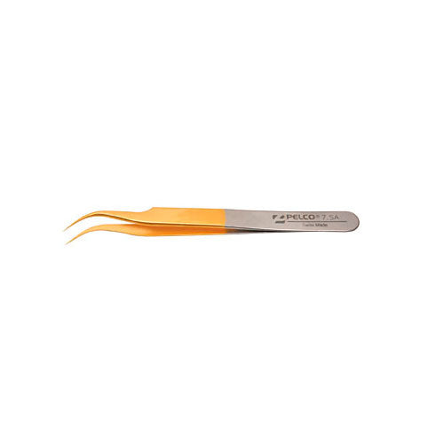 52443. PINZA PUNTA FINA Y CURVA CHAPADO EN ORO, ALTA PRECISION ESTILO 7, LONGITUD 115MM NM-SS 0.10X0.06MM - PELCO-TED PELLA