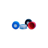 2125. TAPON DE ROSCA DE POLIPROPILENO AZUL 9MM C/SEPTA PRECORTADA PTFE/SILICON PAQUETE C/100 PIEZAS - FINNERAN