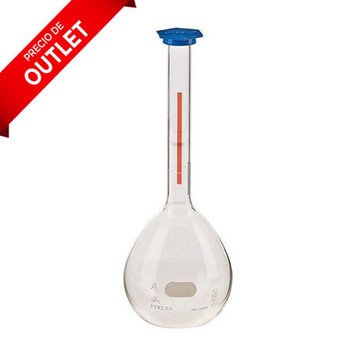 1306. MATRAZ VOLUMETRICO DE VIDRIO CLASE A 1LT LINEA ROJA C/TAPON DE PLASTICO SNAP-CAP - PYREX