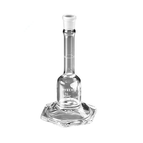 1297. MATRAZ VOLUMETRICO DE VIDRIO CLASE A MICRO 25ML C/TAPON ESMERILADO BASE HEXAGONAL - PYREX