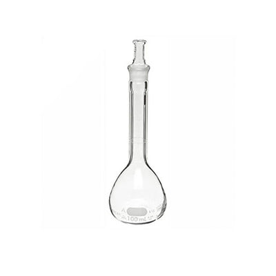 4774. MATRAZ VOLUMETRICO DE VIDRIO 100ML CLASE A LINEA BLANCA C/TAPON ESMERILADO - PYREX