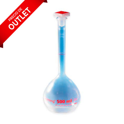 16227. MATRAZ VOLUMETRICO DE PLASTICO 500ML CLASE B C/TAPON PLASTICO - CORNING