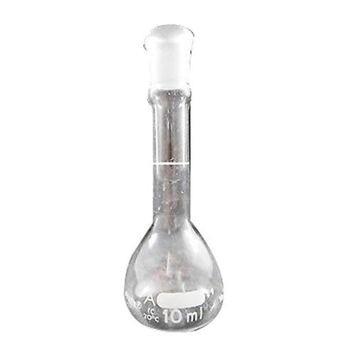 1274. MATRAZ VOLUMETRICO DE VIDRIO CLASE A 10ML C/TAPON DE TEFLON - PYREX