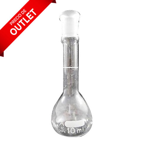 1274. MATRAZ VOLUMETRICO DE VIDRIO CLASE A 10ML C/TAPON DE TEFLON - PYREX