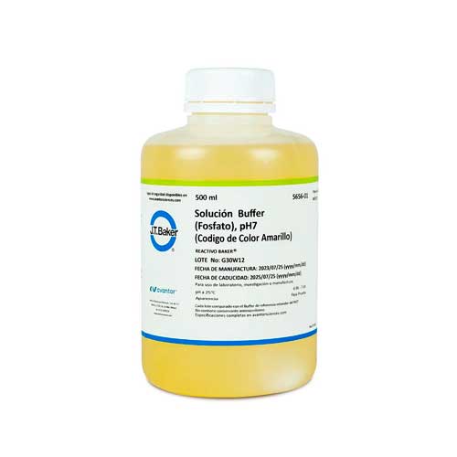 1697. SOLUCION BUFFER PH7 FOSFATO AMARILLO 500ML PAQUETE C/2 PIEZAS - J.T. BAKER