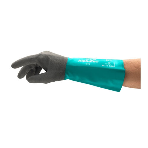 51232. GUANTES DE NITRILO GRIS/VERDE #8 RESISTENCIA QUIMICA - ALPHATEC