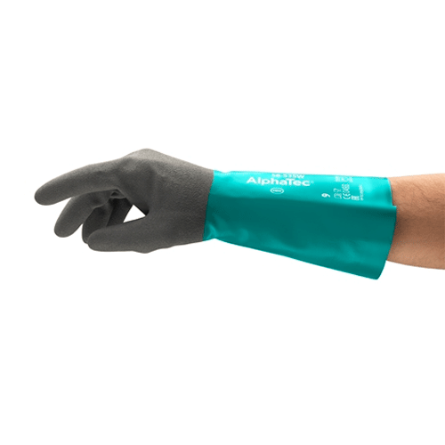 50129. GUANTES DE NITRILO GRIS/VERDE - ALPHATEC